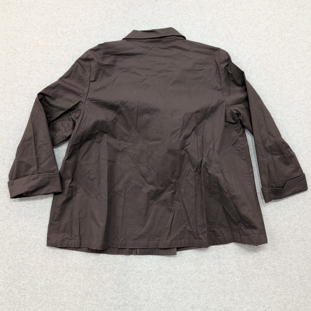 Coldwater Creek Womens XL Brown Button Front Jacket 3/4‎ Sleeve Cotton Blend - Picture 4 of 4